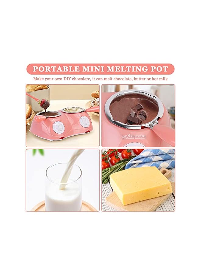 PROMASS مجموعة تذويب الشوكولاتة الكهربائية، نافورة فوندو الشوكولاتة ذات الوعاء المزدوج لتذويب الشوكولاتة والجبن والحلوى والزبدة، آلة تذويب الشوكولاتة بقوة 24 وات للحفلات - Image 4