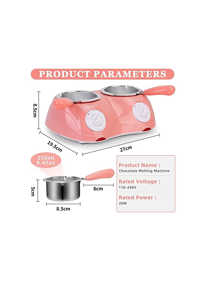 PROMASS مجموعة تذويب الشوكولاتة الكهربائية، نافورة فوندو الشوكولاتة ذات الوعاء المزدوج لتذويب الشوكولاتة والجبن والحلوى والزبدة، آلة تذويب الشوكولاتة بقوة 24 وات للحفلات - Image 2