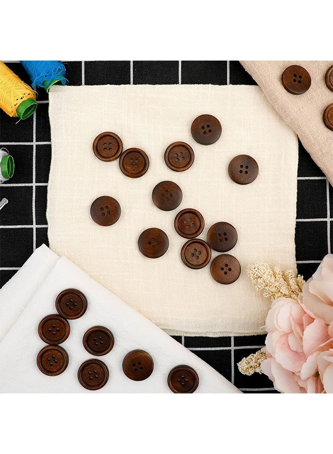 50Pcs 1 Inch Wooden Buttons 4 Hole Polished Sewing Buttons Classic Wooden Button for Shirt Pillow Covers Headbands Crafts Sewing Knitted Items - Image 3