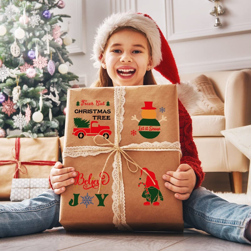 Marspark 18 Pieces Christmas Stencils Reusable Holiday Stencils Snowflake Santa Christmas Stencils Template Make Your Own Stencils Christmas Crafts for Painting DIY Decorations, 9.8 x 7.9 Inch, 5.9 x 5.9 Inch - Image 4