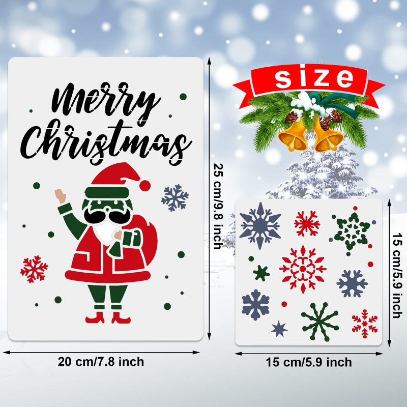 Marspark 18 Pieces Christmas Stencils Reusable Holiday Stencils Snowflake Santa Christmas Stencils Template Make Your Own Stencils Christmas Crafts for Painting DIY Decorations, 9.8 x 7.9 Inch, 5.9 x 5.9 Inch - Image 2