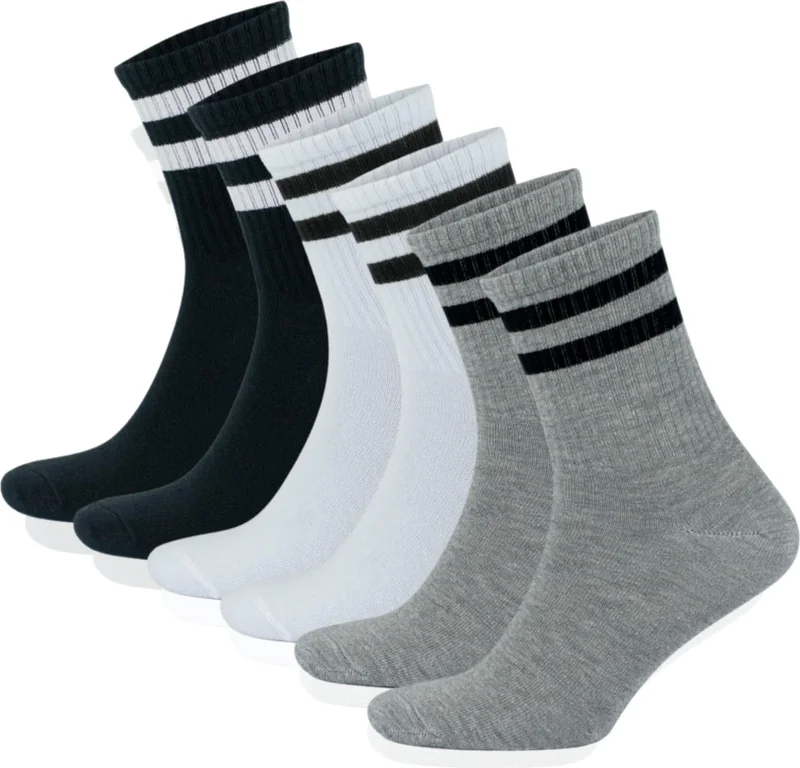 Lüx Kral Lux King Lux King Men's Women's (6 Pairs) Striped College Tennis Socks Cotton Anti-Sweat Socks