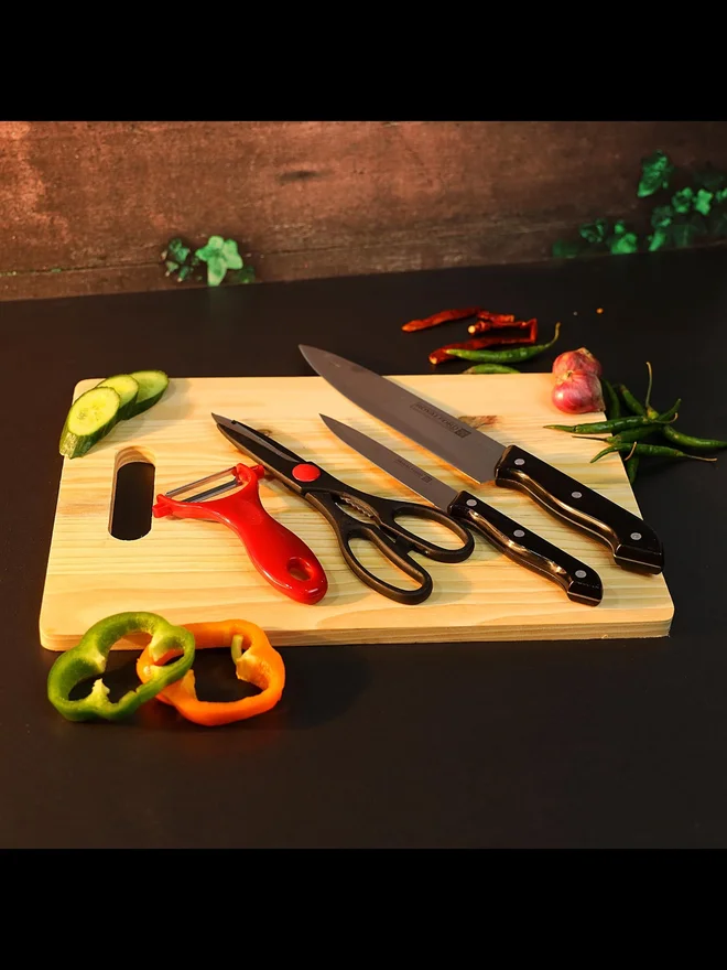 رويال فورد طقم أدوات مطبخ من  قطع مع لوح تقطيع خشبي