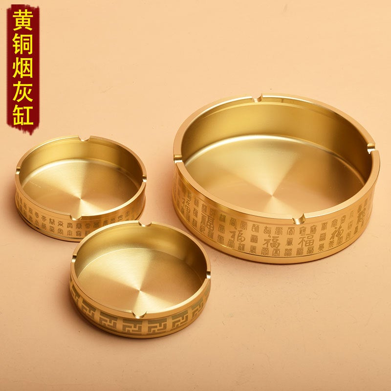 Brass Ashtray Large Baifu Ashtray Home Living Room Decoration Crafts Decoration Five Tigers Blessing Small Goods - Image 2