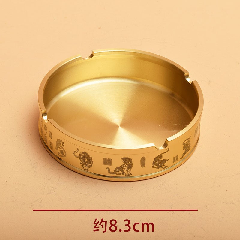 Brass Ashtray Large Baifu Ashtray Home Living Room Decoration Crafts Decoration Five Tigers Blessing Small Goods - Image 1