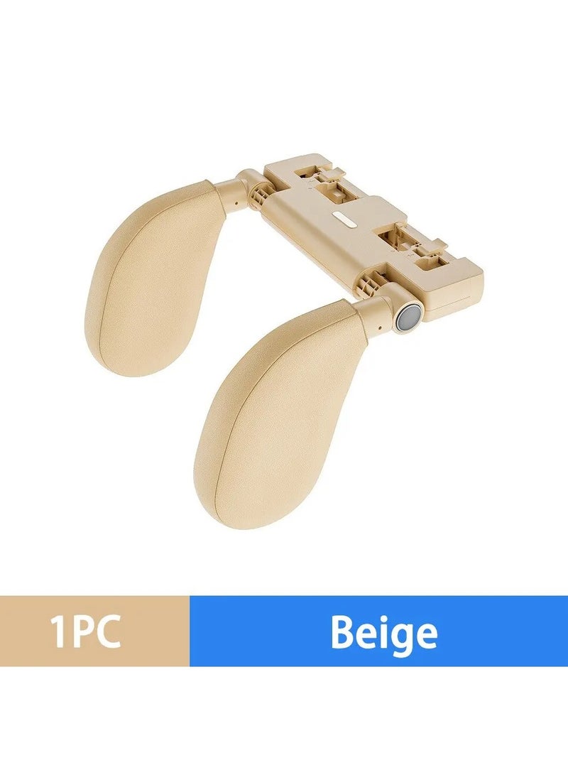 AROAQ Car Seat Headrest Pillow, Travel Rest Sleeping Headrest Support, Adjustable Angle Car Headrest Pillow With Hook, Comfortable Car Seat U Shaped Headrest Support For Kids Adults, (1pc, Leather Beige) - Image 1