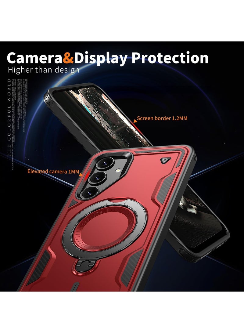 URBBKING Magnetic Case for Samsung Galaxy A56 5G Case with Stand [Compatible with MagSafe] Drop Protection Shockproof Durable Soft TPU+ PC Phone Case for Samsung Galaxy A56 5G,Red  - Image 2