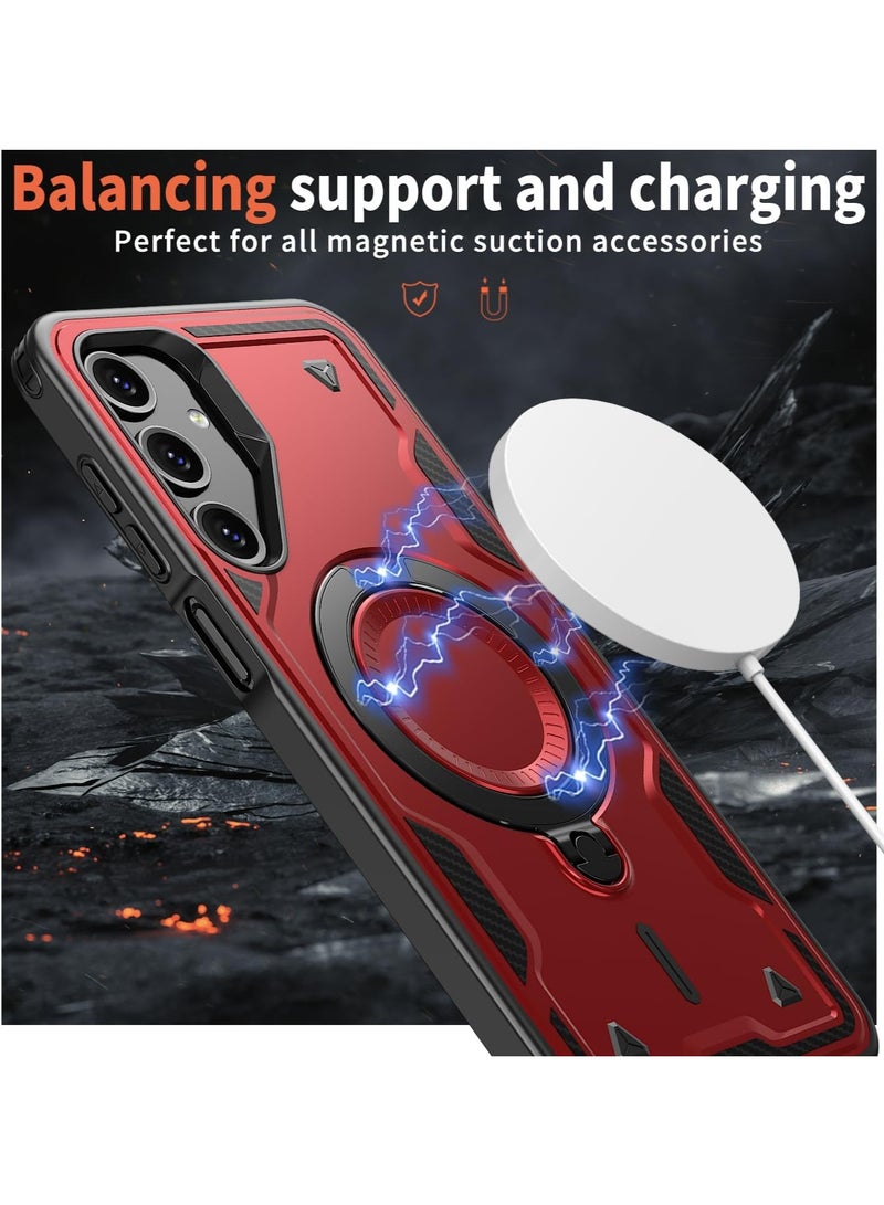URBBKING Magnetic Case for Samsung Galaxy A56 5G Case with Stand [Compatible with MagSafe] Drop Protection Shockproof Durable Soft TPU+ PC Phone Case for Samsung Galaxy A56 5G,Red  - Image 3