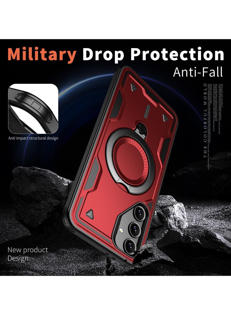 URBBKING Magnetic Case for Samsung Galaxy A56 5G Case with Stand [Compatible with MagSafe] Drop Protection Shockproof Durable Soft TPU+ PC Phone Case for Samsung Galaxy A56 5G,Red  - Image 4