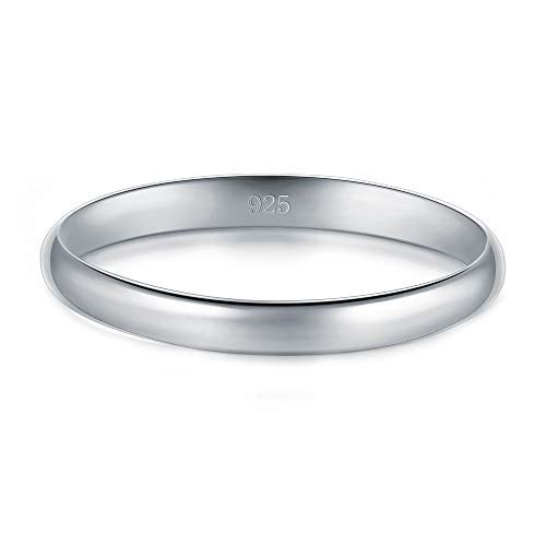 BORUO 925 Sterling Silver Ring High Polish Plain Dome Tarnish Resistant Comfort Fit Wedding Band 2mm Ring Size 10 - Image 3