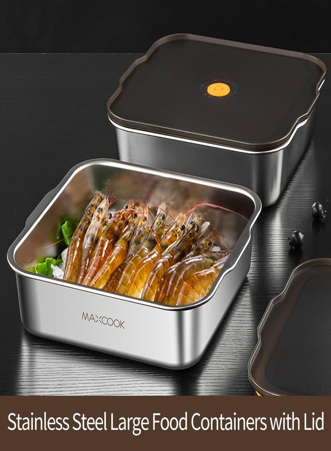 MAX COOK MAXCOOK Large Stainless Steel Food Containers with Lids, 64 oz Food Storage Container set, Leak Proof Metal Food Container Bento Box, Snack Container set with Lid (Dishwasher & Freezer Safe, 1900 ml) - Image 4