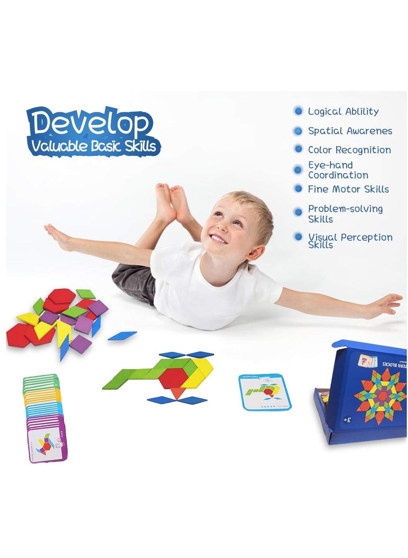 155-Piece Wooden Tangram Puzzle with Shape Ideas - Image 5