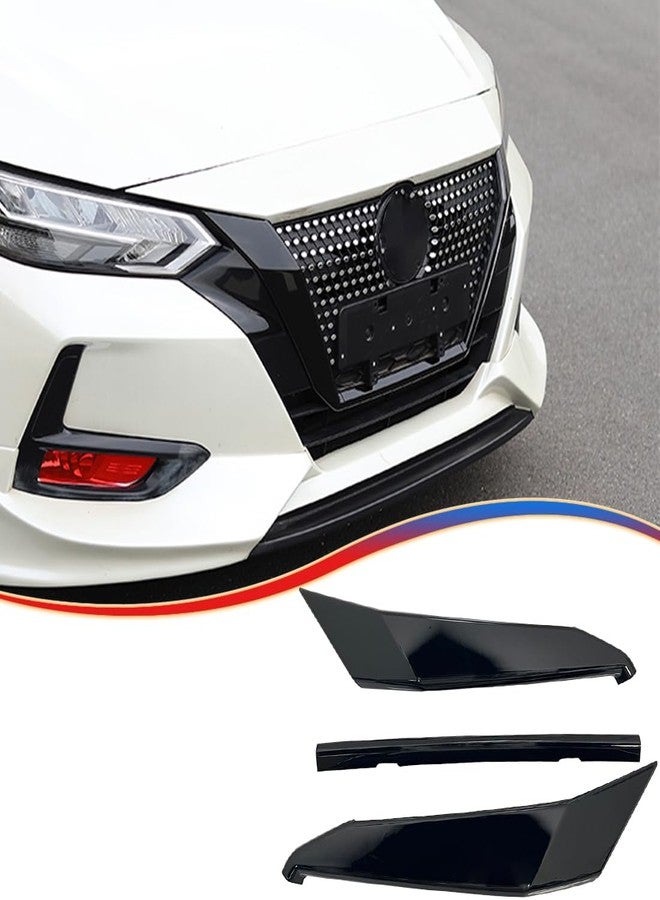 MUXEE Front Grill Cover Trim, For Nissan Sentra 2020 2021 2022 2023，3PCS Grille Chrome Delete Vinyl Overlay Trim Accessories -Bright Black - Image 1