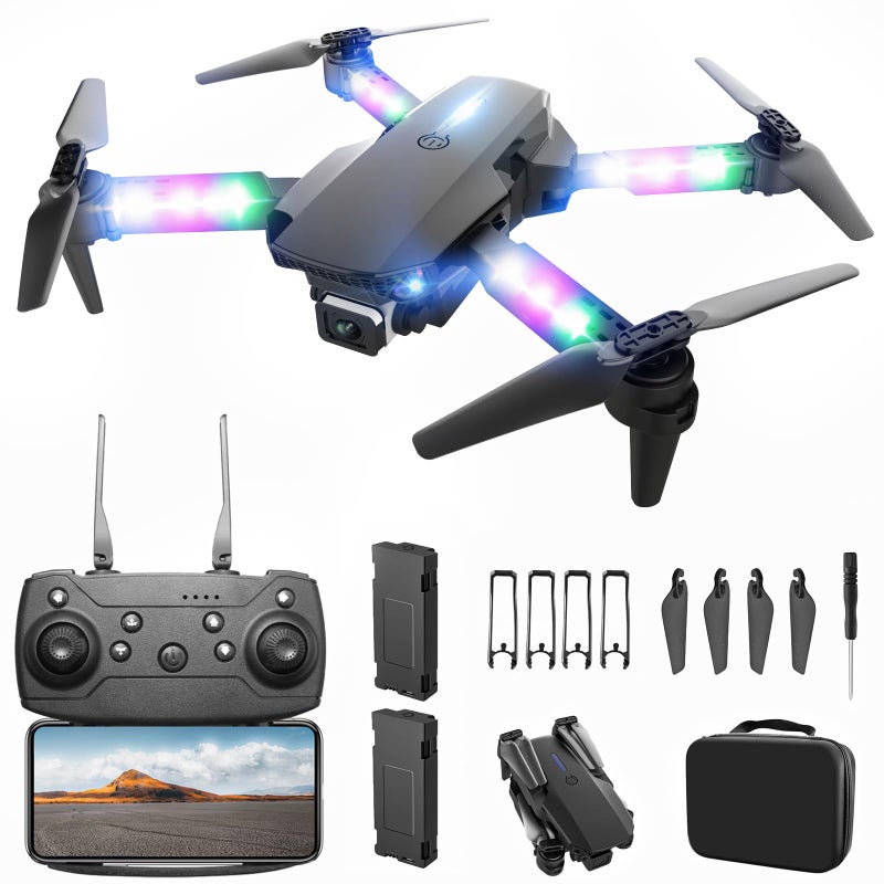 BEZGAR Drone with Camera for KIds 1080P HD FPV RC Quadcopter with 90 Adjustable Lens Coloeful LED Lights Gestures Selfie One Key Start 360 Flips Toys Gifts Mini Drones for Boys Girls Black - Image 2