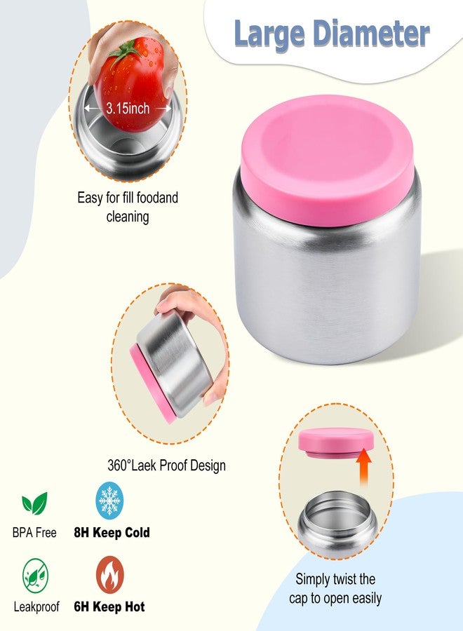 MAISON HUIS Kids Bento Box Set - Includes 8oz Soup Thermo, Insulated Lunch Bag & 17oz Stainless Steel Water Bottle, 5-Compartment Bento Box with Built-In Ice Pack, Leak-Proof & BPA-Free(Pink) - Image 5