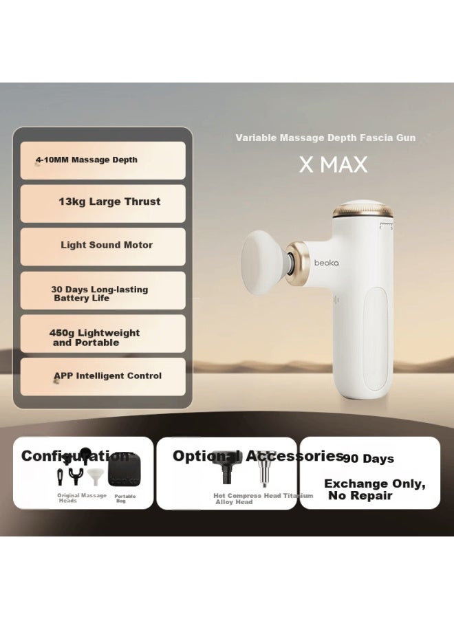 Beoka Adjustable Deep Tissue Massage Gun, Muscle Massage Device, Portable Mini Version Professional Grade Gift For Boyfriend Girlfriend New Year Present X Max Platinum Beach - Hot Compress Head - Image 1