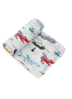 little unicorn Deluxe Muslin Swaddle  Single Air Show  - Image 1