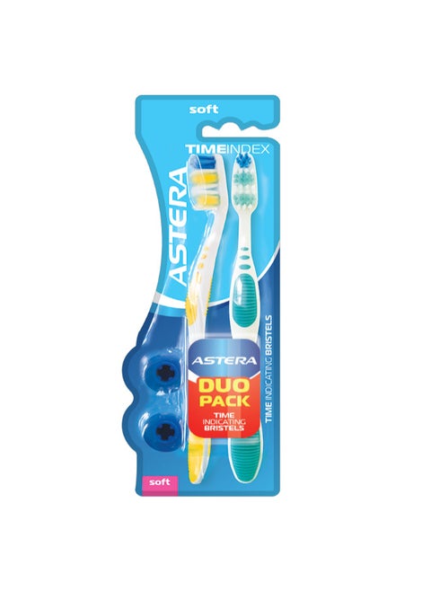 Toothbrush Astera Time Index – Soft Bristles 2 in 1 Duo Pack