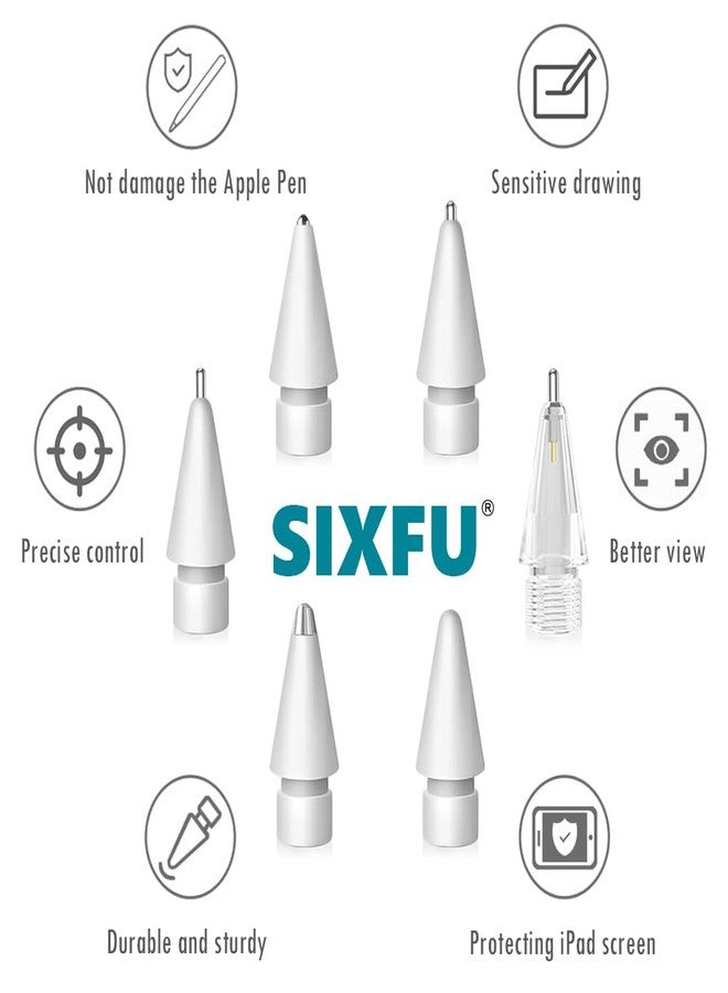 SIXFU Replacement Pencil Tips for Apple Pencil, Durable Pencil Nibs Set for Apple Pencil Tip(12 PCS) - Image 4