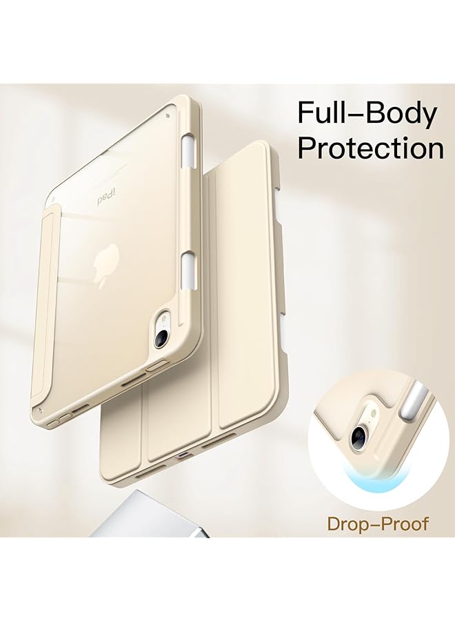 Jetech Case For Ipad Mini A17 Pro 2024 Model 7Th Generation Mini 6 2021 Model 6Th Generation With Pencil Holder Clear Back Shell Slim Stand Tablet Cover Auto Wake Sleep Starlight - Image 4