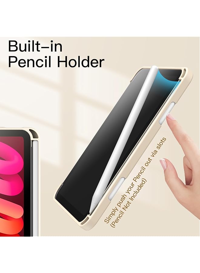 Jetech Case For Ipad Mini A17 Pro 2024 Model 7Th Generation Mini 6 2021 Model 6Th Generation With Pencil Holder Clear Back Shell Slim Stand Tablet Cover Auto Wake Sleep Starlight - Image 5