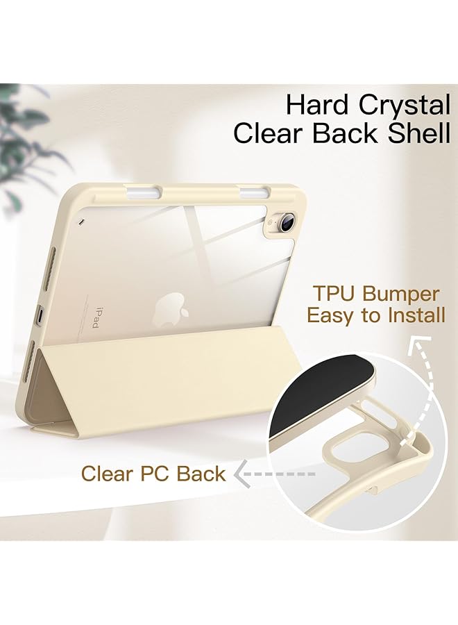 Jetech Case For Ipad Mini A17 Pro 2024 Model 7Th Generation Mini 6 2021 Model 6Th Generation With Pencil Holder Clear Back Shell Slim Stand Tablet Cover Auto Wake Sleep Starlight - Image 3