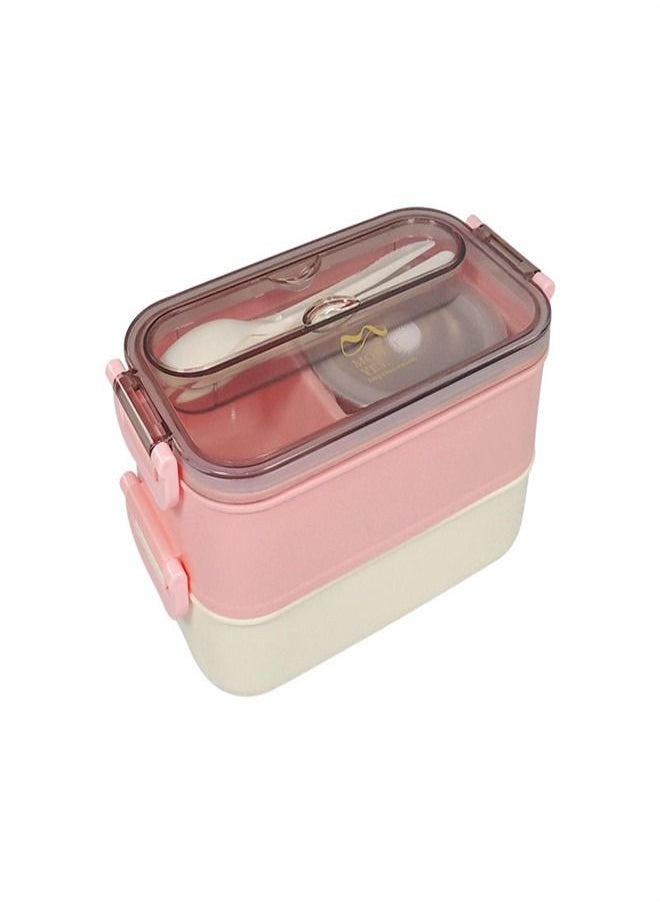 Loquat Double-Layer Stainless Steel Lunch Box Pink 