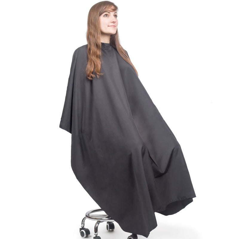 Salon Supply Co Hair Cutting Cape Large Lightweight Water Resistant Salon Cape with Snap Closure 60in x 575in for Adults Black