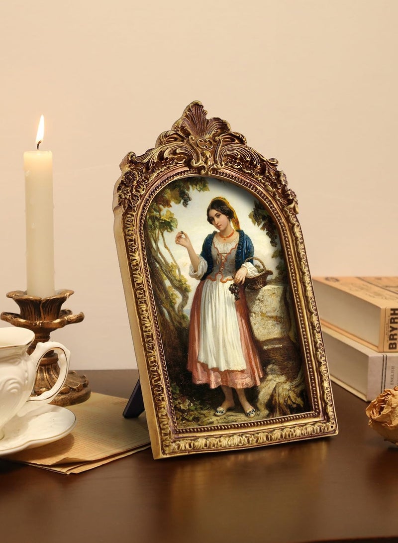 طبعات فن الحائط الكلاسيكية مع إطار الصورة الذهبية الفاخرة، لوحات زيتية لقراءة الفتيات زيت القماش زينة غرفة المزرعة غرفة الدراسة لغرفة النوم، هدية لعيد ميلاد أحباء الكتب، (M,5.7x9.06) - Image 3