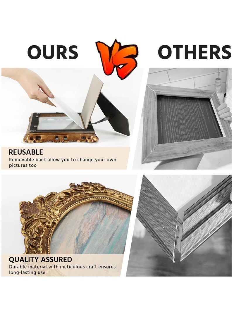 طبعات فن الحائط الكلاسيكية مع إطار الصورة الذهبية الفاخرة، لوحات زيتية لقراءة الفتيات زيت القماش زينة غرفة المزرعة غرفة الدراسة لغرفة النوم، هدية لعيد ميلاد أحباء الكتب، (M,5.7x9.06) - Image 4