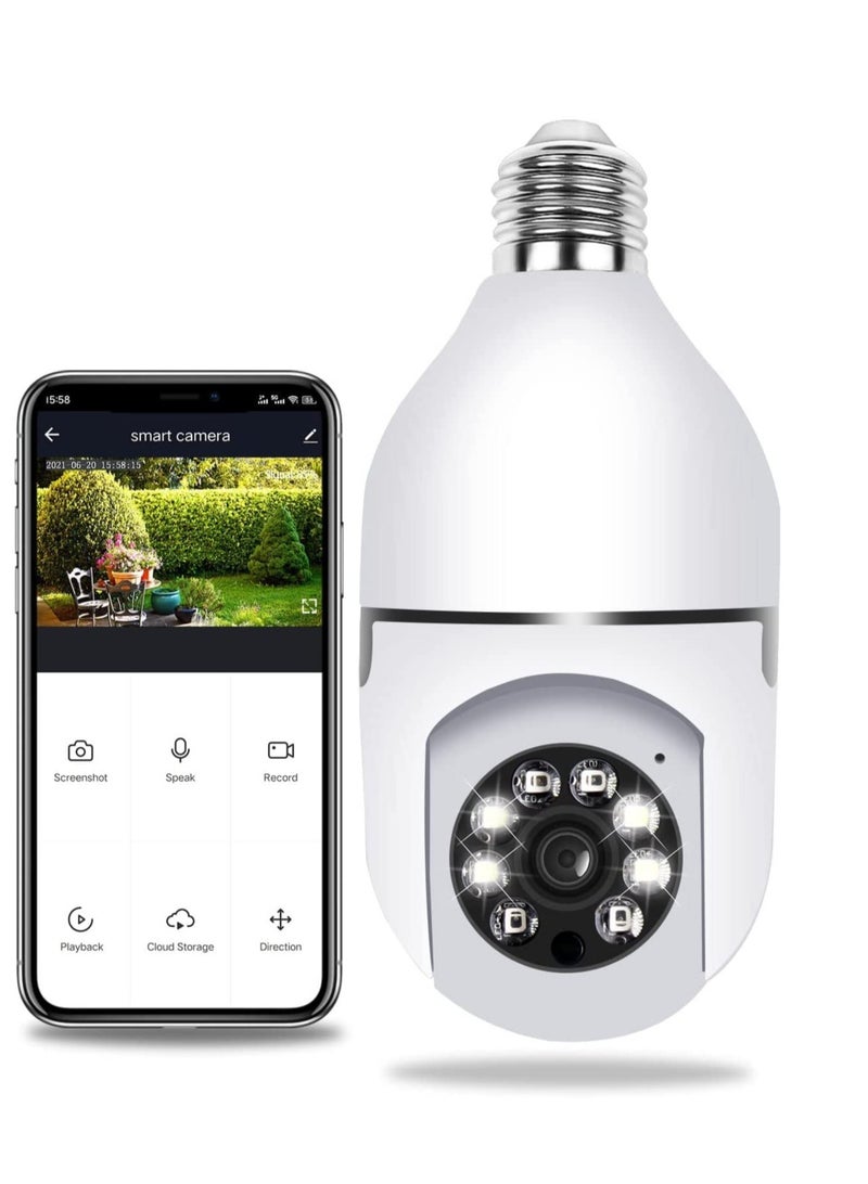 ELTRAZONE 360 Degree Security Cameras Wireless Outdoor, 2.4GHz & 5G WiFi Light Bulb Camera, 1080p Wireless Cameras for Home Security, Indoor Security Camera System, Motion Detection, Two-Way Audio - Image 1