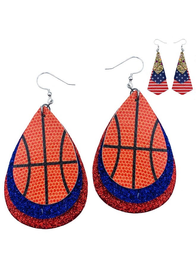 Mall of Style Basketball Accessories - Basketball Earrings For Women - Basketball Jewelry (Royal Blue & Red) - Image 1