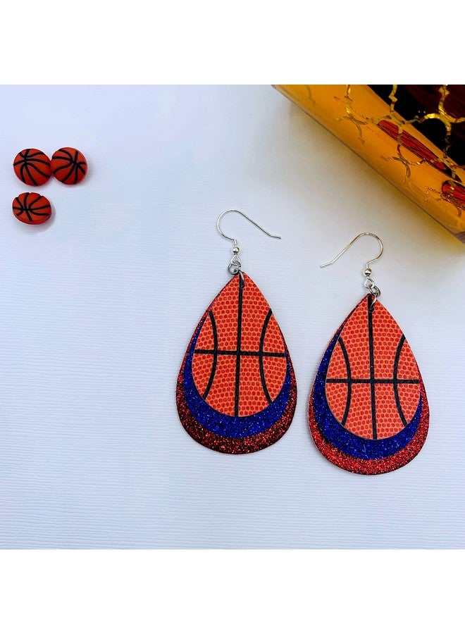 Mall of Style Basketball Accessories - Basketball Earrings For Women - Basketball Jewelry (Royal Blue & Red) - Image 4