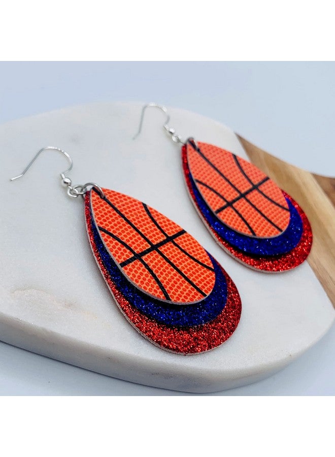 Mall of Style Basketball Accessories - Basketball Earrings For Women - Basketball Jewelry (Royal Blue & Red) - Image 3
