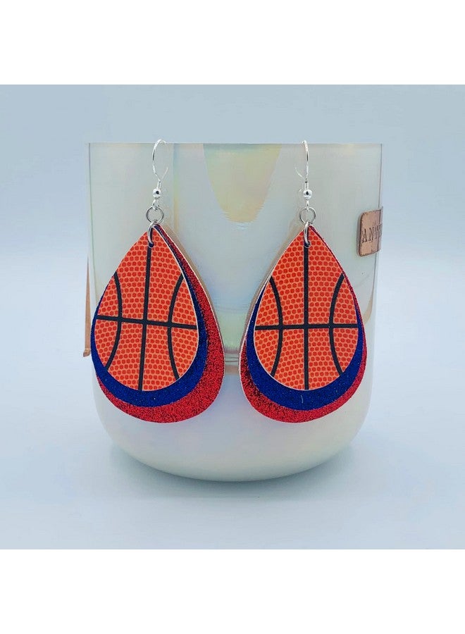 Mall of Style Basketball Accessories - Basketball Earrings For Women - Basketball Jewelry (Royal Blue & Red) - Image 2