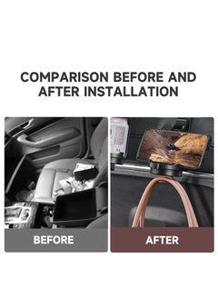 Excefore Car Seat Headrest Hook, 3 in 1 Car Purse Hook with Phone Holder and Car Cup Holder for Car Seat Organizer Behind Over The Seat Hook Hang Purse or Bags,Cups and Phone, Brown, 1 Pcs  - Image 5