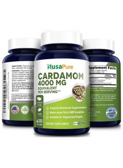 NusaPure Cardamom Extract 4000mg 200 Vegetarian Capsules (Non-GMO & Gluten Free)  - Image 4