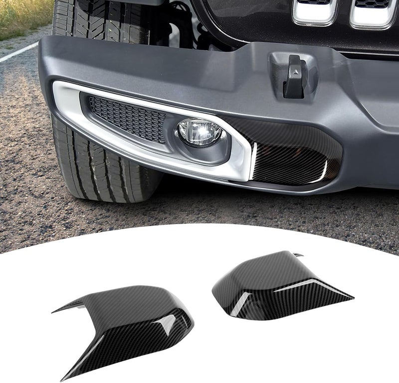 PDKLIN Jeep JL Front Bumper Trim Cover - Carbon Fiber - Image 1