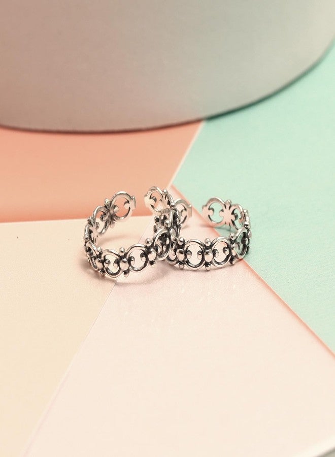 LeCalla 925 Sterling Silver Filigree Band Toe-Rings for Women | BIS Hallmarked Minimalist Hypoallergenic Vintage Style Adjustable Band Ring | Antique Summer Beach Bare Foot Jewelry - Image 3