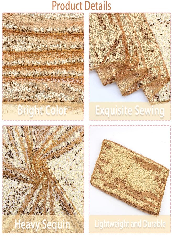 Fivenl 12 Packs 12 X 72 Inch Sequin Table Runner Glitter Dining Table Runner for Birthday Wedding Engagement Bridal Baby Shower Bachelorette Holiday Celebration Party Supplies Decorations (Champagne Gold) - Image 4