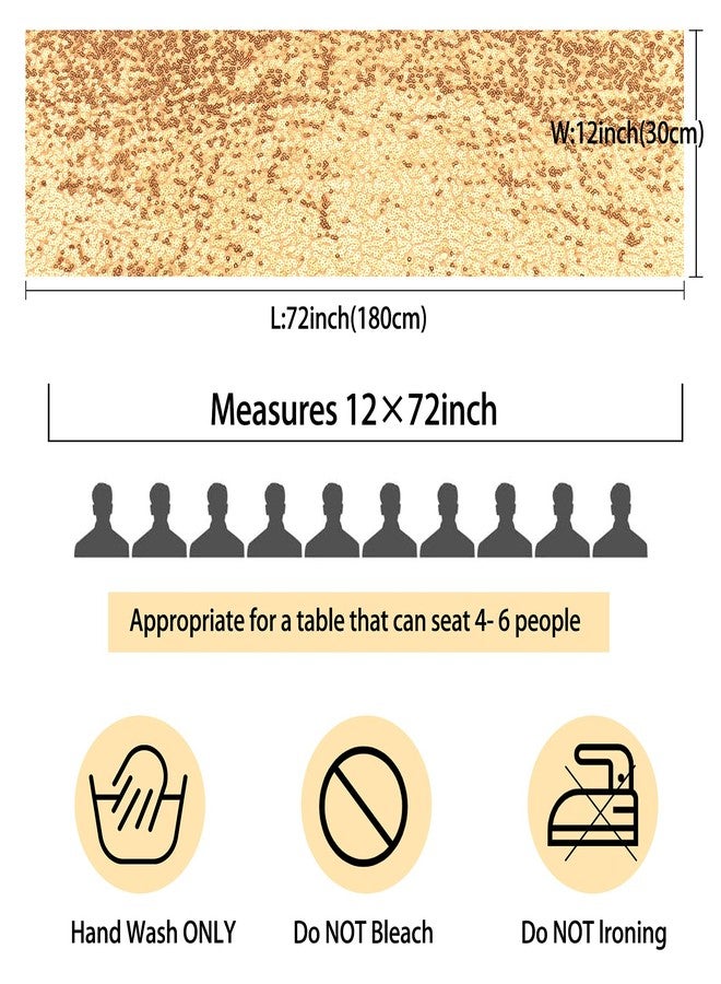 Fivenl 12 Packs 12 X 72 Inch Sequin Table Runner Glitter Dining Table Runner for Birthday Wedding Engagement Bridal Baby Shower Bachelorette Holiday Celebration Party Supplies Decorations (Champagne Gold) - Image 3