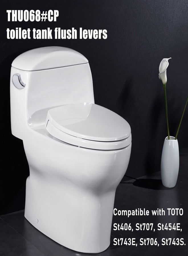 Piwerod THU068#CP Toilet Trip Lever Compatible with TOTO St406 St707 St454E St743E St706 St743S, Solide Side Mount Toilet Tank Flush Lever, Replacement Polished Chrome Toilet Flush Handle, 2 Pack - Image 2