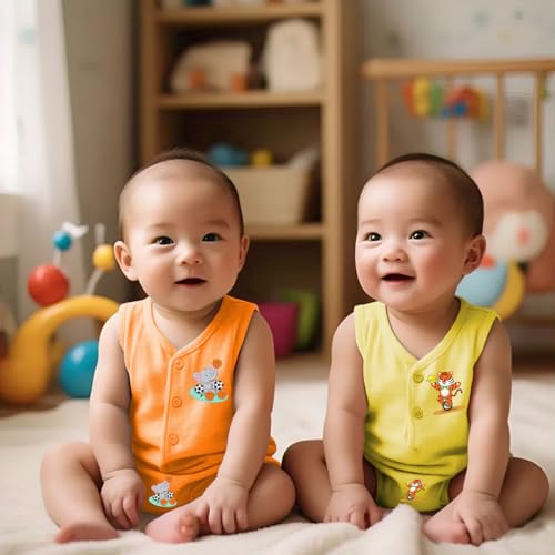 Toddylon Baby Cotton Printed New Born Baby Clothes Jhablas & Nappies Set | Clothing Sets | Sleeveless Shirts | Cloth Diaper | Langot | Dress (0-6 Months), Multicolour - Image 4