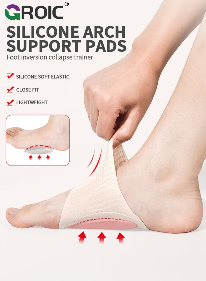 GROIC 1 Pair Arch Support Pads, Pronation Orthotics Flat Feet Pad Insole,Foot Braces for Fallen Arches, Heel Pain and Achy Feet,Soft Gel Cushion,Adjustable Orthotic Arch Support for Women Men - Image 2