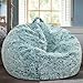 Kisoy Fluffy Stuffed Animal Storage Bean Bag Chair Cover No Filler Faux Fur Comfy Bean Bag Cover for Organizing Plush Toys or Textile for Adults Teens Kids GirlsDark Green - Image 3