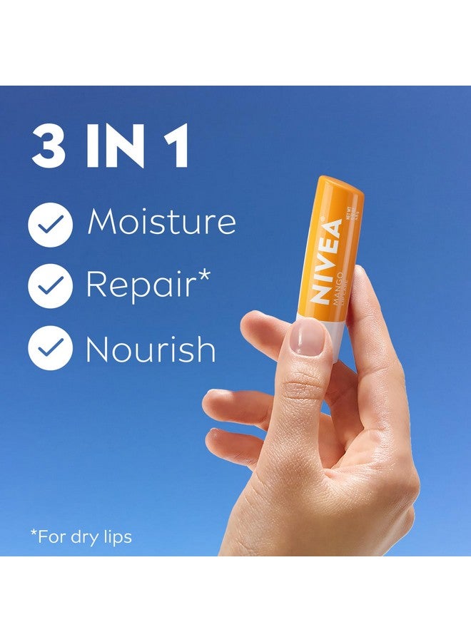 نيفيا مرطب شفاه نباتي من نيفيا مانجو للعناية بالشفاه، مع زبدة الشيا والزيوت المغذية وفيتاميني سي وإي، 3 في 1 مرطب ومصلح ومحمي، 0.17 أونصة، عبوة من 4 قطع - Image 2