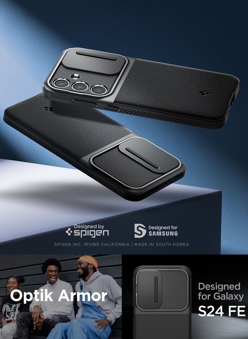 Spigen Optik Armor Samsung Galaxy S24 FE Case Cover with Camera Lens Protector - Black - Image 2