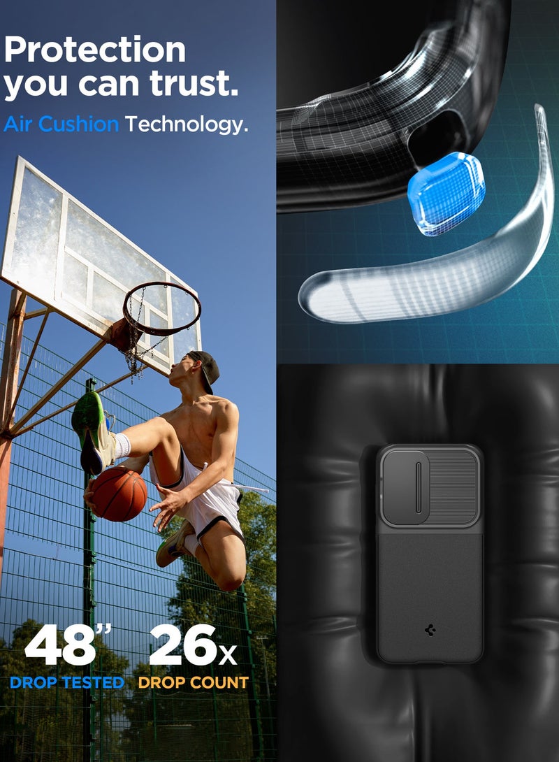 Spigen Optik Armor Samsung Galaxy S24 FE Case Cover with Camera Lens Protector - Black - Image 3