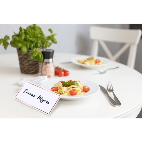 EXQUISS 100 Pcs Place Cards 4”x2” with Rose Gold Foil Border for Food Buffet Party, Name Place Cards for Table Setting, Wedding Reception, Escort Cards Name Cards for Birthday Dinner - Image 3