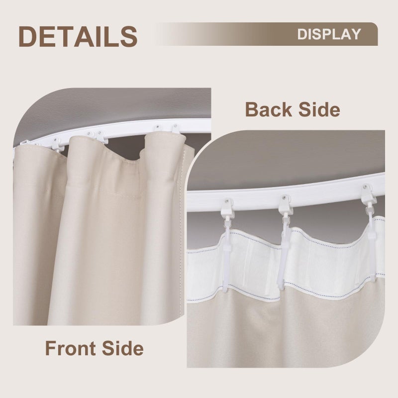 MaKefeile Room Divider Curtains & Flexible Bendable Tracks Set,Privacy Dividers Ceiling Track Curtain Window Blackout Curtains for Living Room Bedroom (W100 Ã— H84 in 1 Panel Beige Drape & White Rail) - Image 5